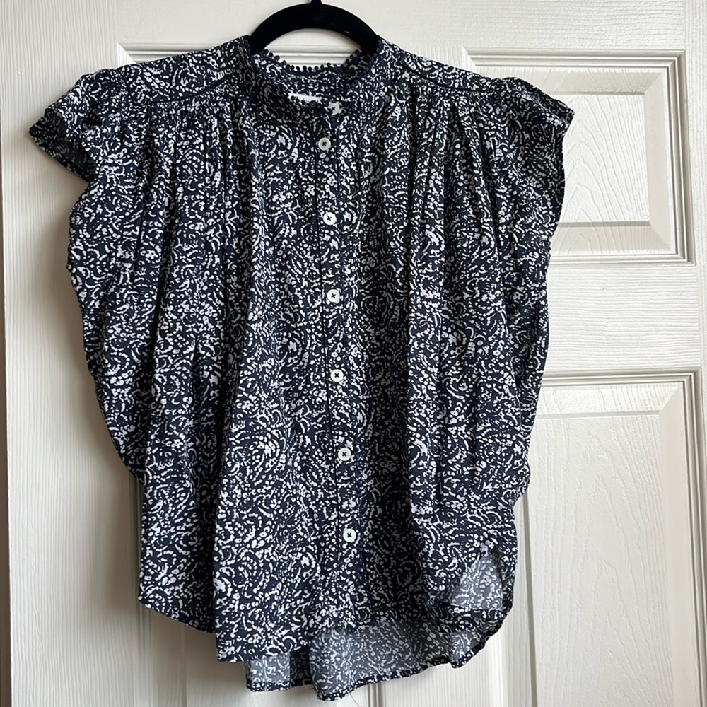 Madewell Shirred Lace-Trim Top